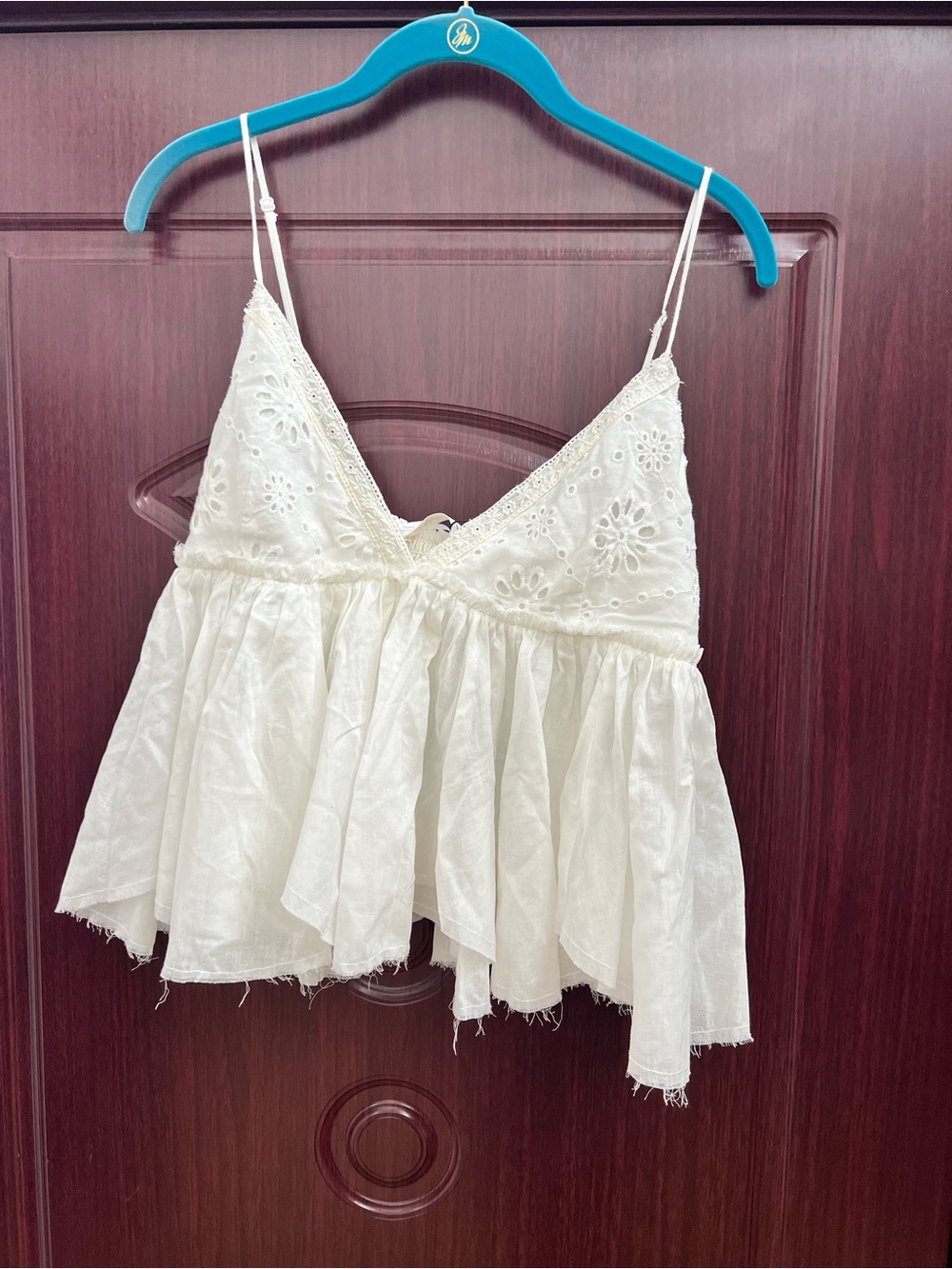Mustard Seed Ivory Eyelet Peplum Camisole
